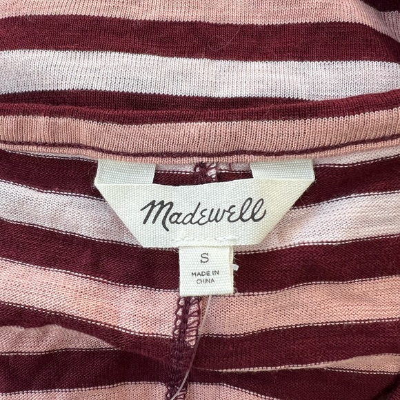 Madewell NWT Highpoint Tank Dress in Sulley Stripe, Burgundy Pink Cream, S - Picture 7 of 11